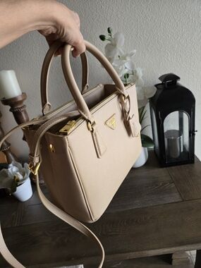 Beige Top-Handle Bag